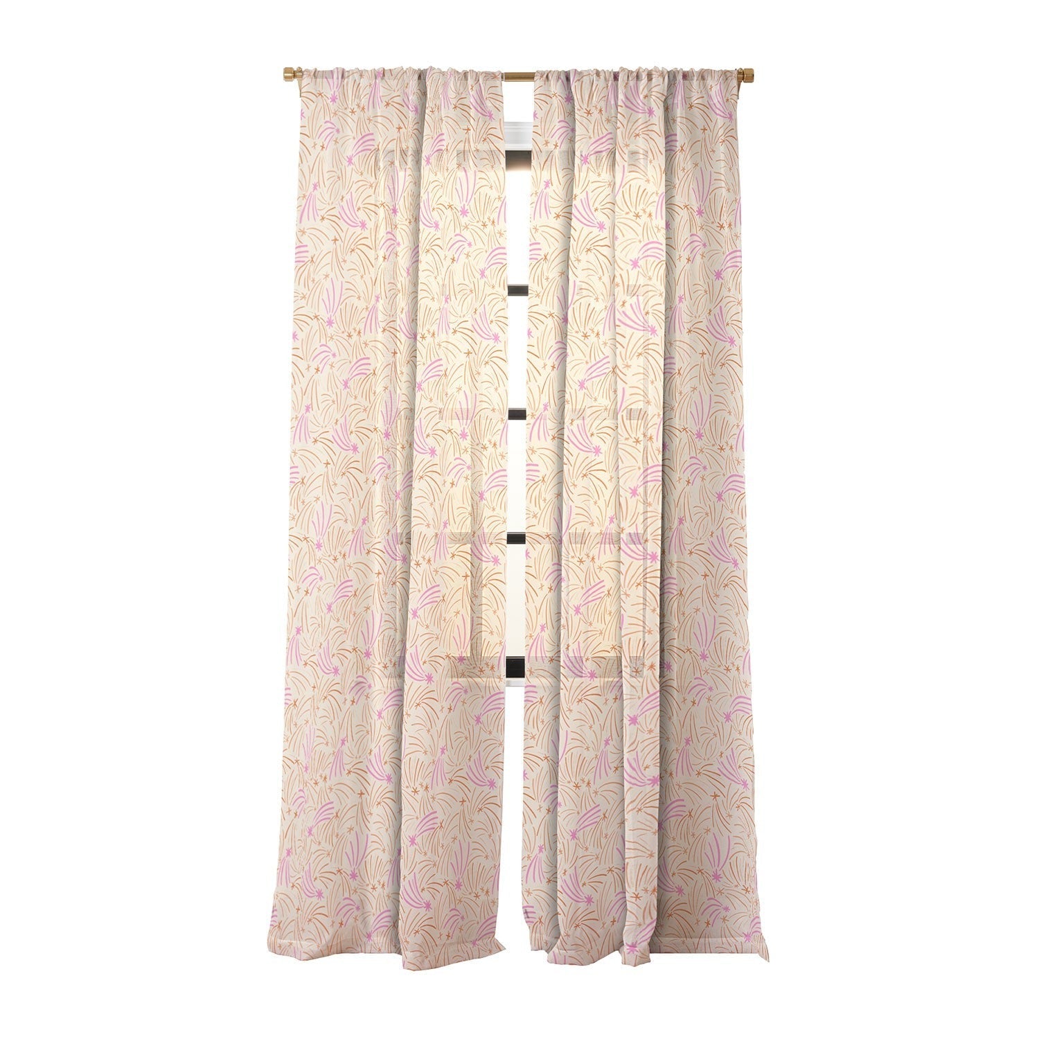 Little Om Pattern Shooting Stars cream Sheer Window Curtain