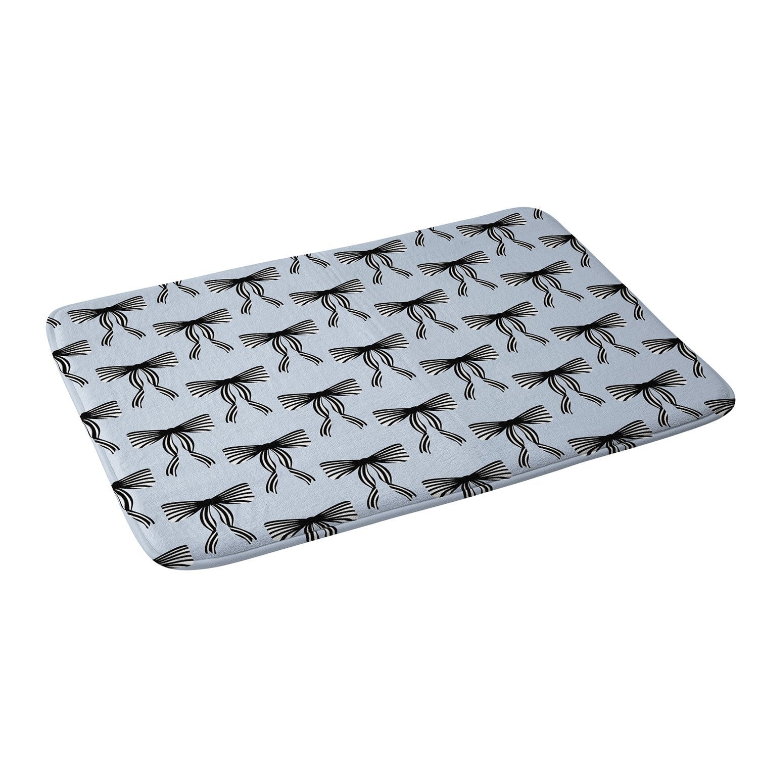 Design by Spark Black Striped Bows Memory Foam Bath Mat