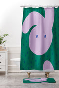 Camilla Foss Pebbles and Rabbit Shower Curtain And Mat