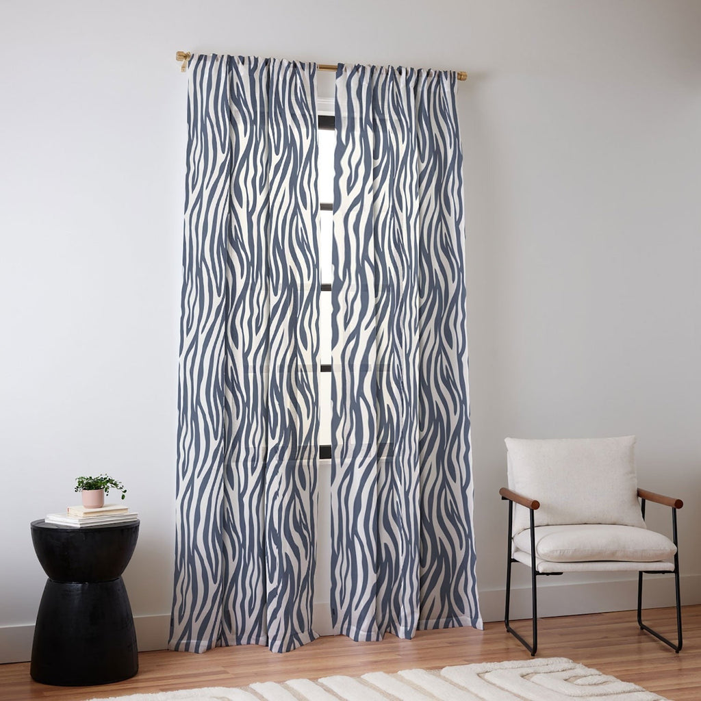 Avenie BR Navy Tiger Stripes Sheer Non Repeat