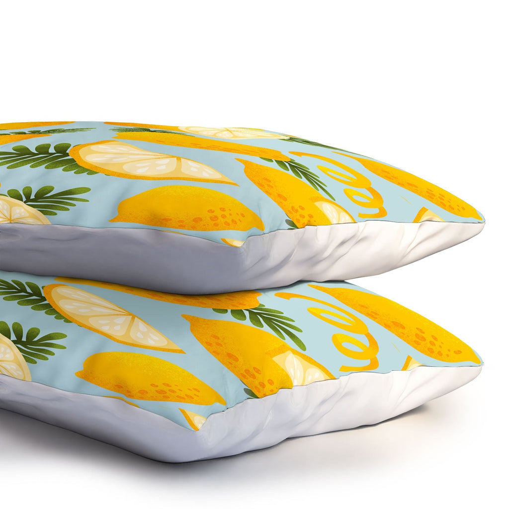 Jessica Molina Lemon Pattern on Sky Blue Pillow Shams