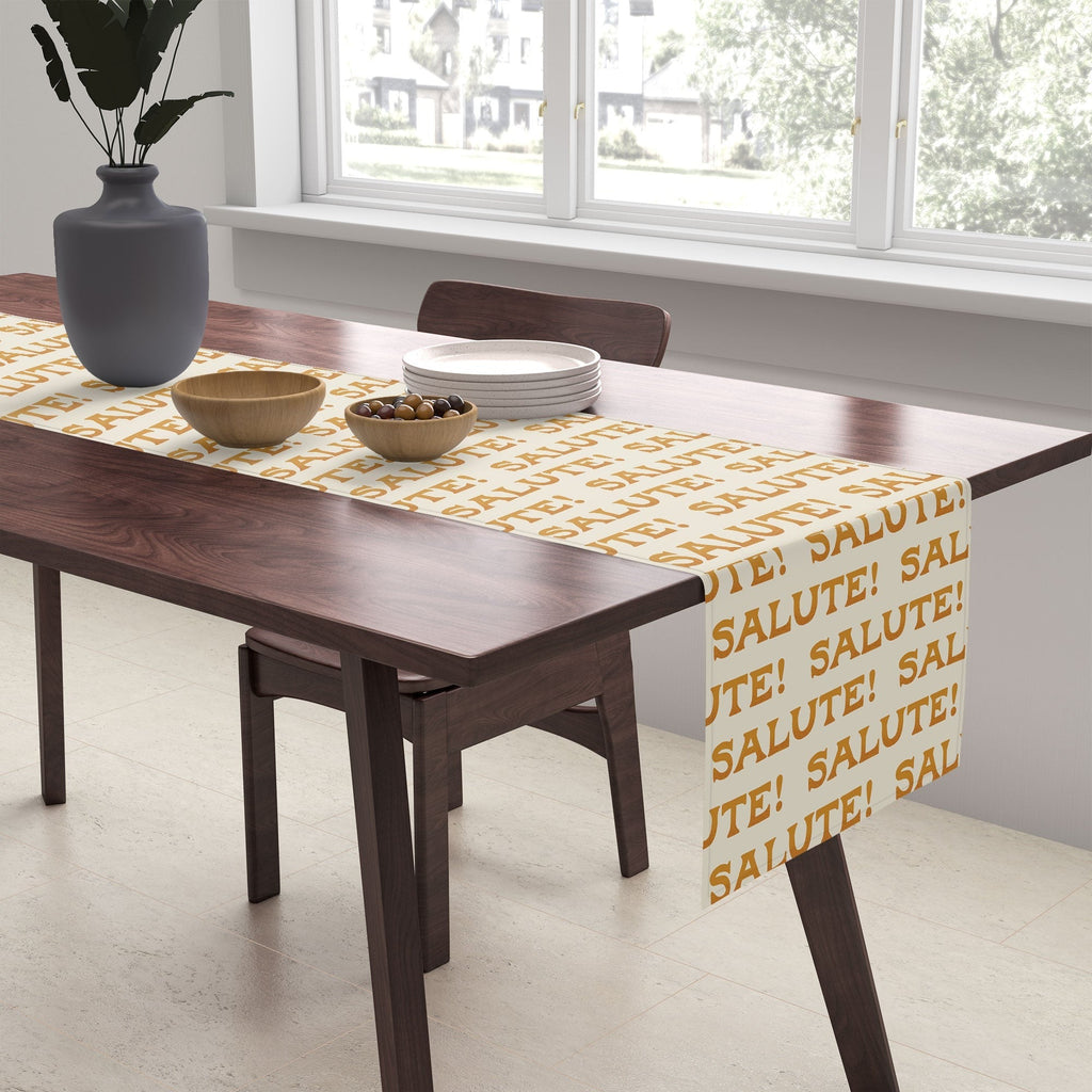 Jessica Molina Salute Gold Pattern on Cream Table Runner