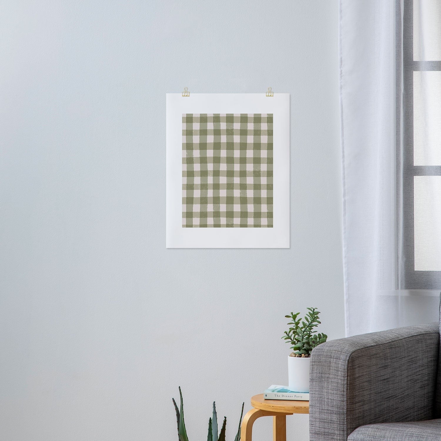 Menina Lisboa Rustic Green Plaid Art Print