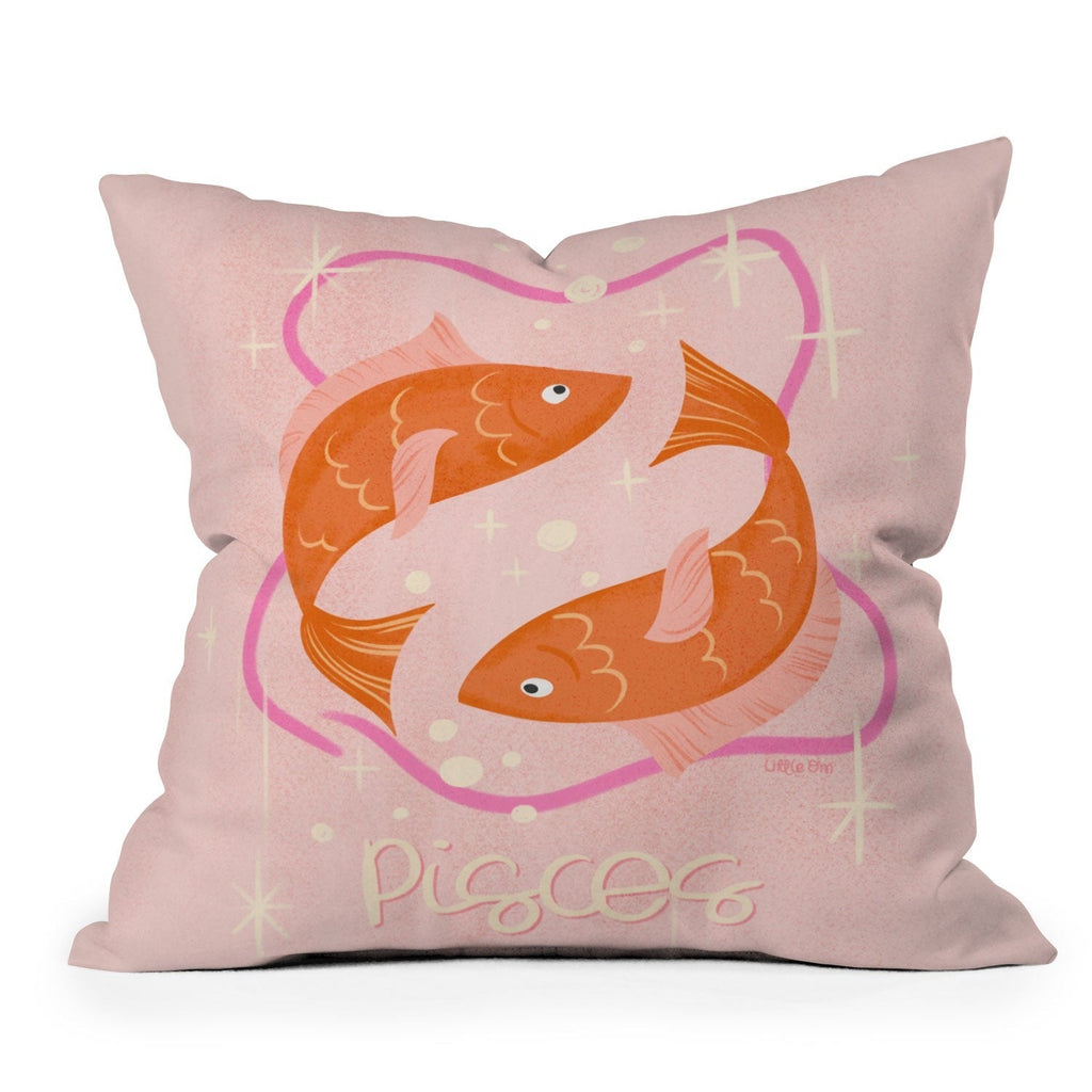 Little Om Zodiac Sign Pisces Throw Pillow