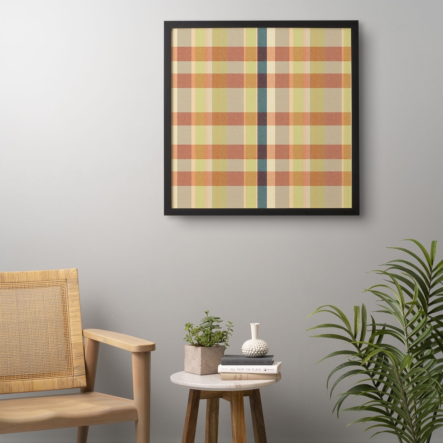 Marta Barragan Camarasa Retro Picnic Plaid Warm Tones Framed Wall Art