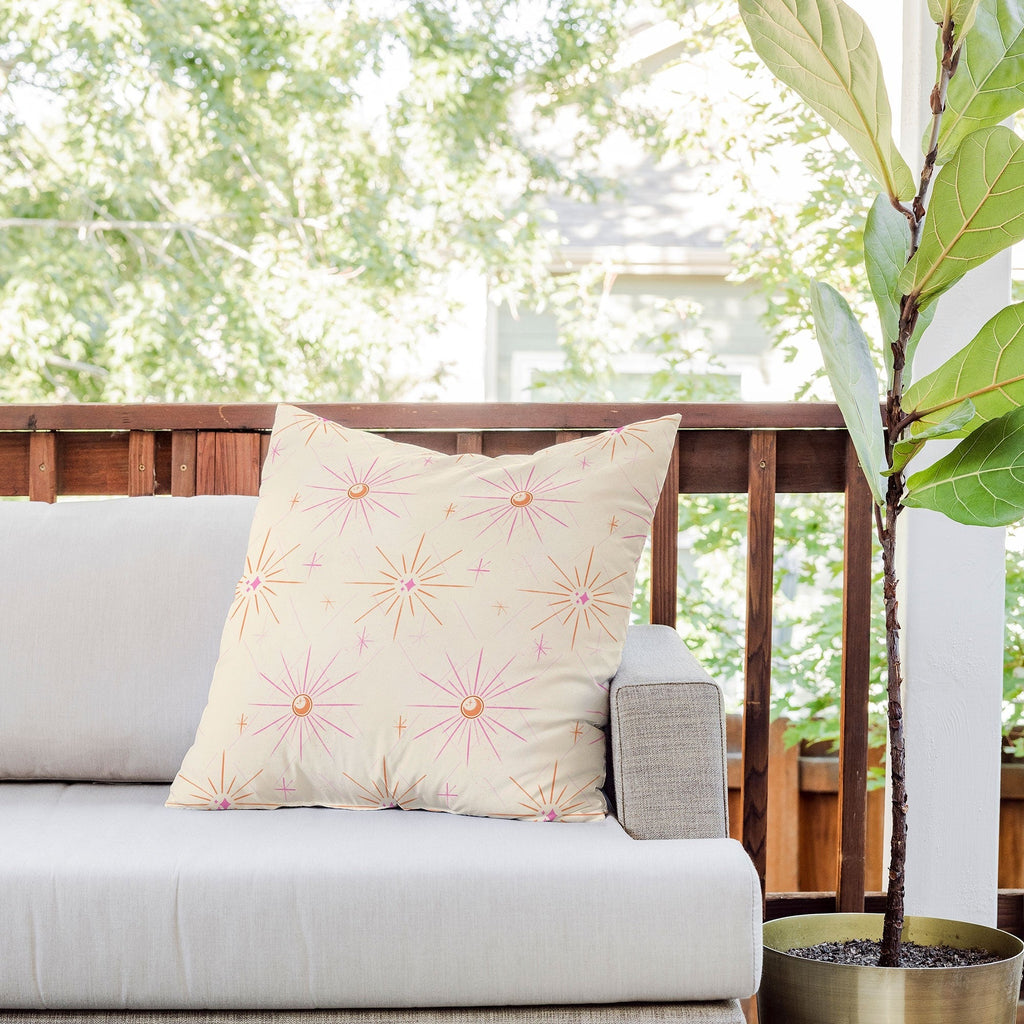 Little Om Pattern Little Moon cream Outdoor Throw Pillow
