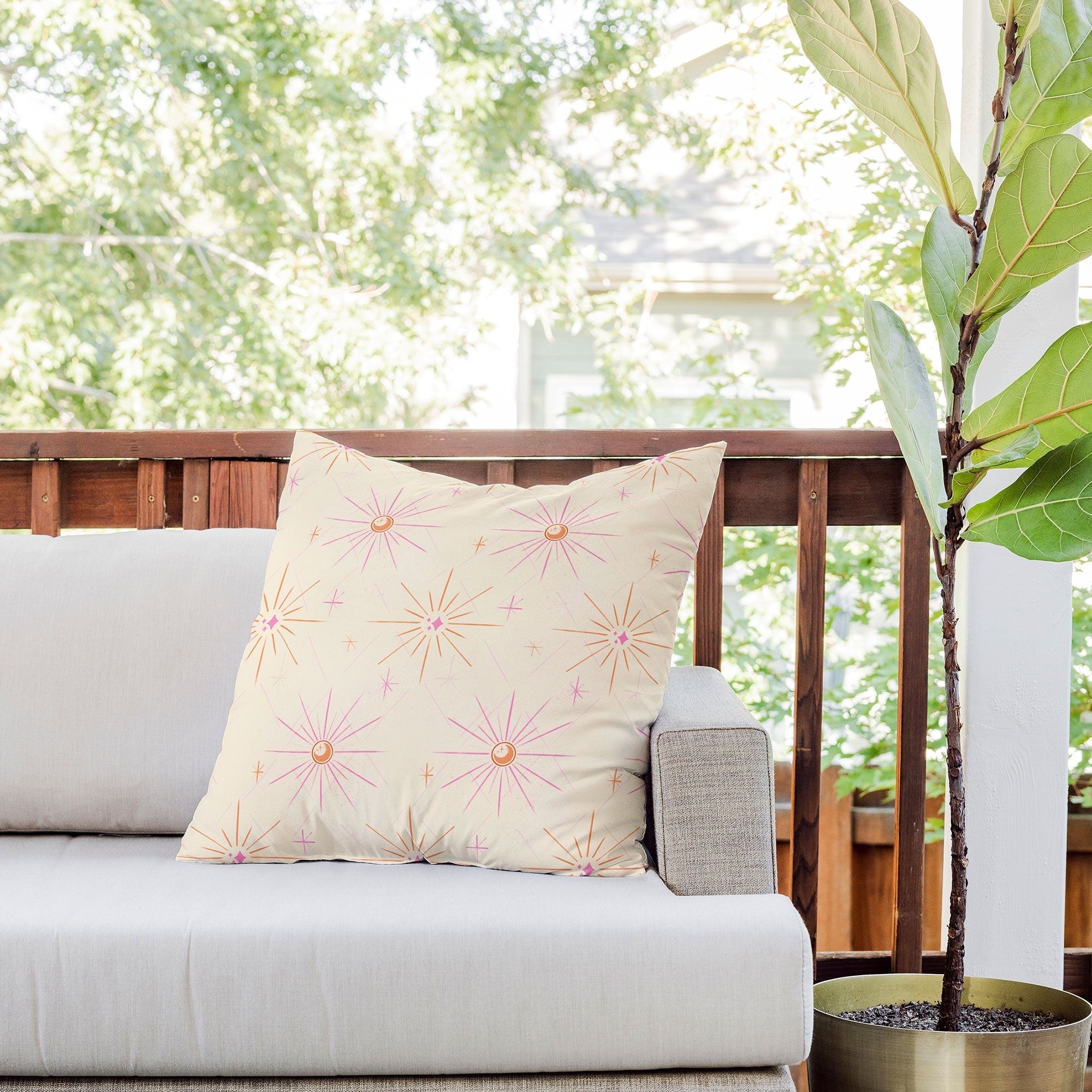 Little Om Pattern Little Moon cream Outdoor Throw Pillow