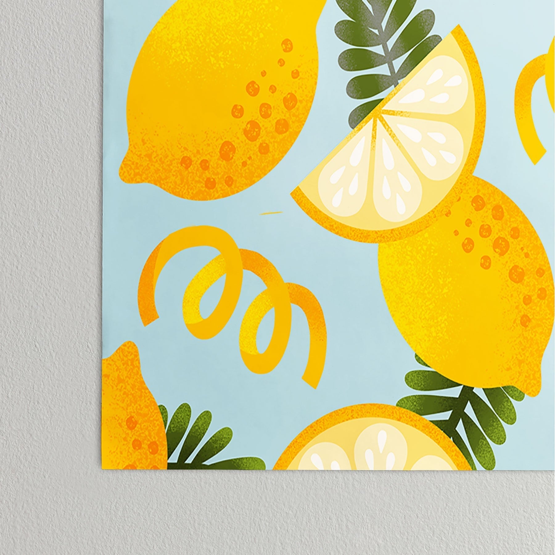 Jessica Molina Lemon Pattern on Sky Blue Poster