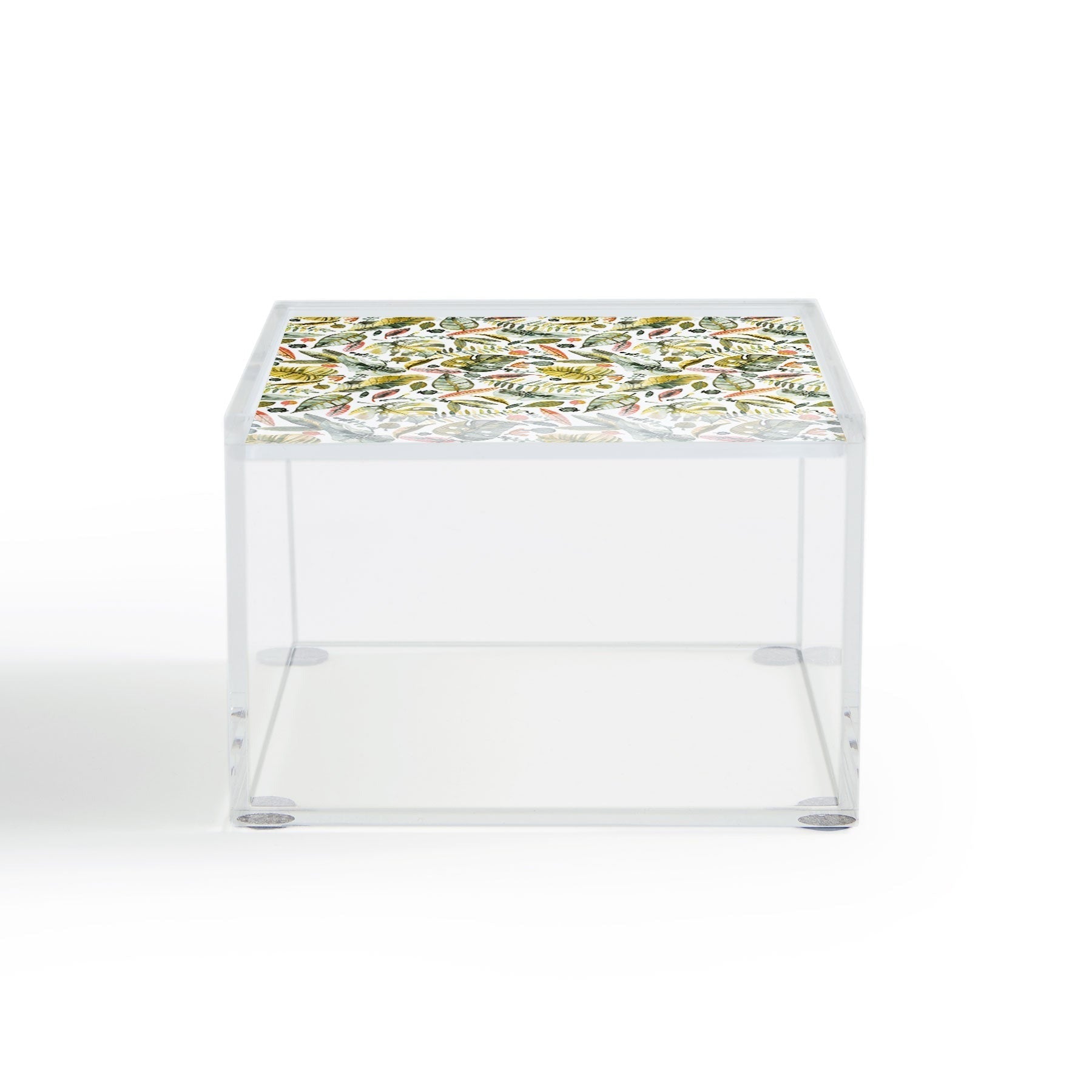 Ninola Design Botanic Retreat Tropical Jungle Leaves Botanical Green Orange Acrylic Box
