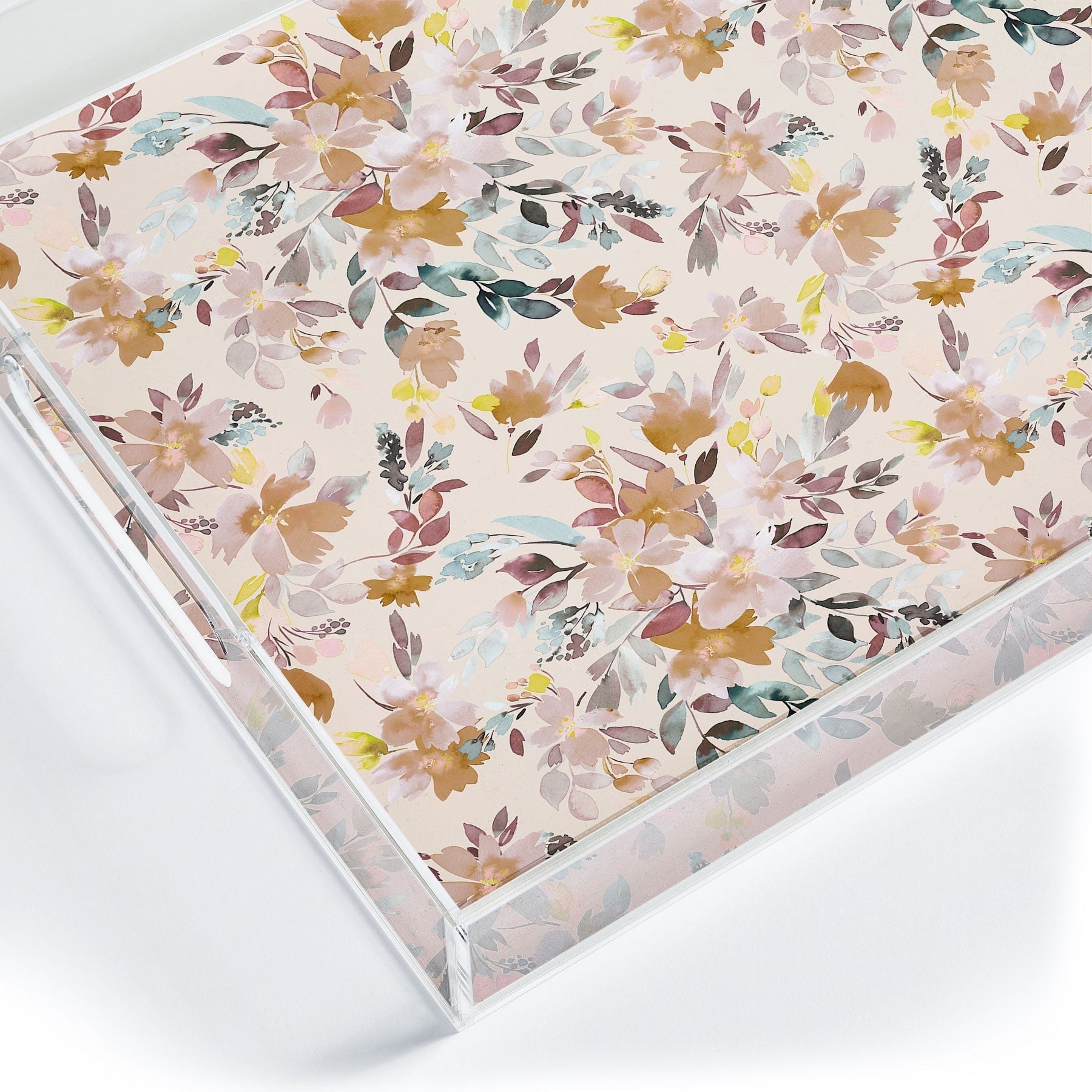 Ninola Design Botanic Retreat Floral Oleander Whimsical Soft Pink Acrylic Tray