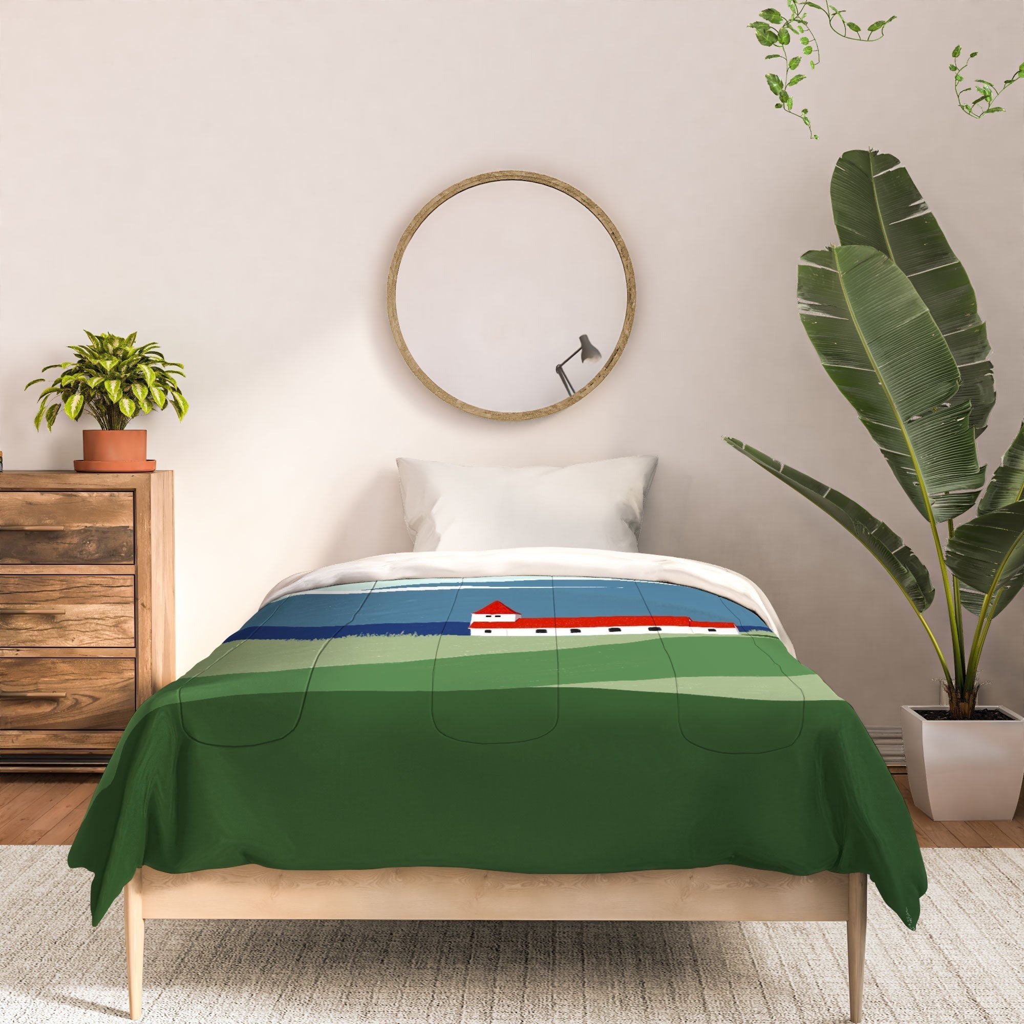 Valeria Frustaci Red roof in Iceland Comforter