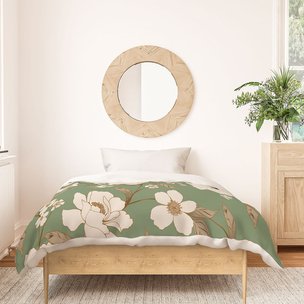 Gabriela Fuente Olive Floral Roberta Duvet Cover