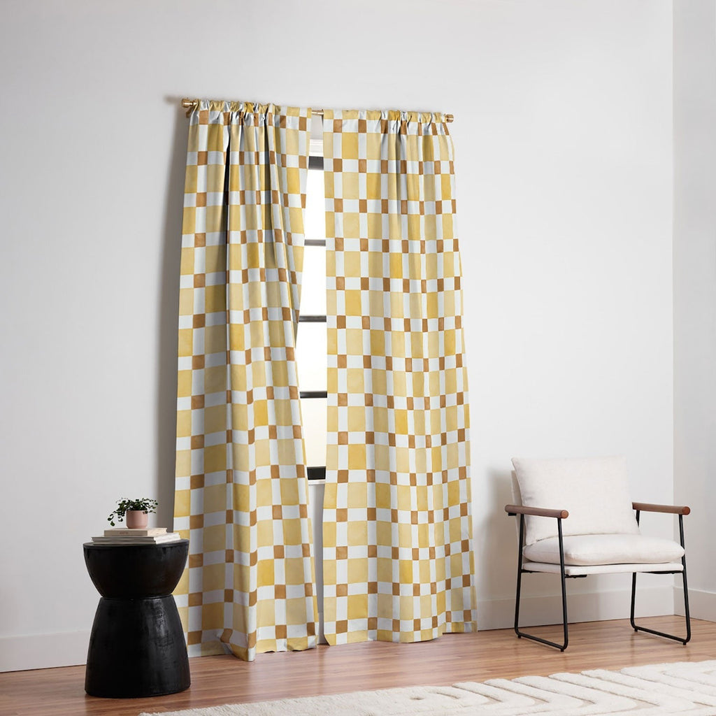 Ninola Design Everyday Artifact Checker Mosaic Tiles Geometry Yellow Blackout Non Repeat
