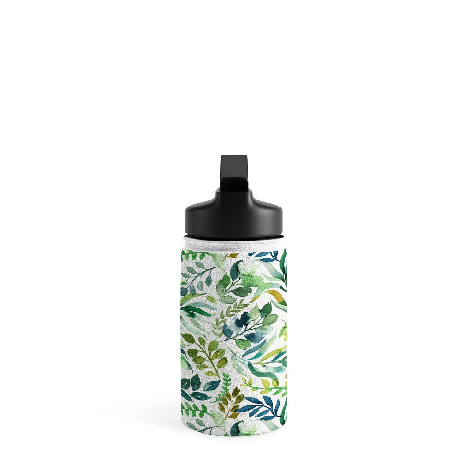 Ninola Design Botanic Retreat Loose Botanical Leaves Watercolor Green Water Bottle