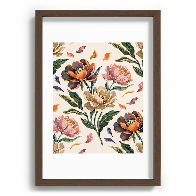 Marta Barragan Camarasa Hand Painted Peony Florals Recessed Framing Rectangle