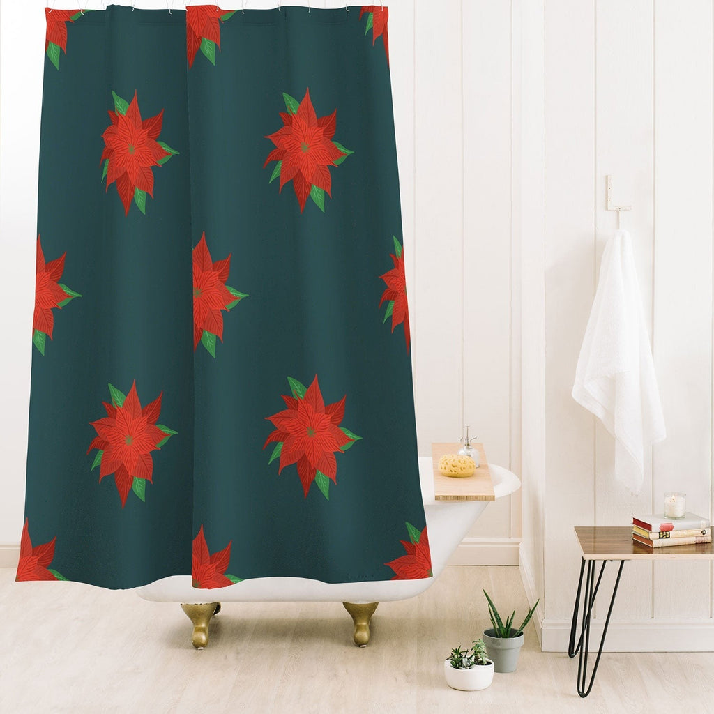 Design by Spark Poinsettia Florals Shower Curtain
