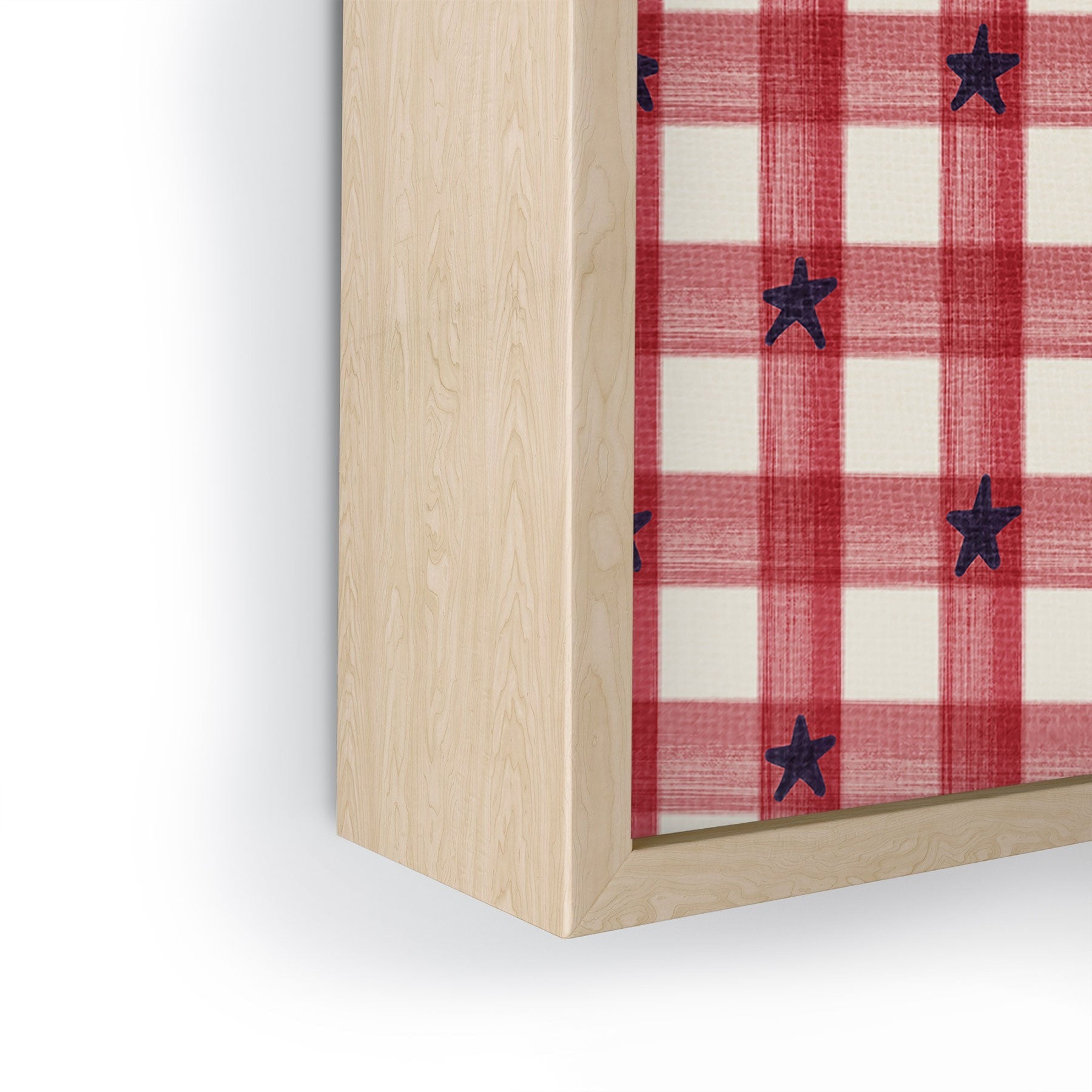 DENY Designs Red Gingham plus Stars Framed Mini Art Print