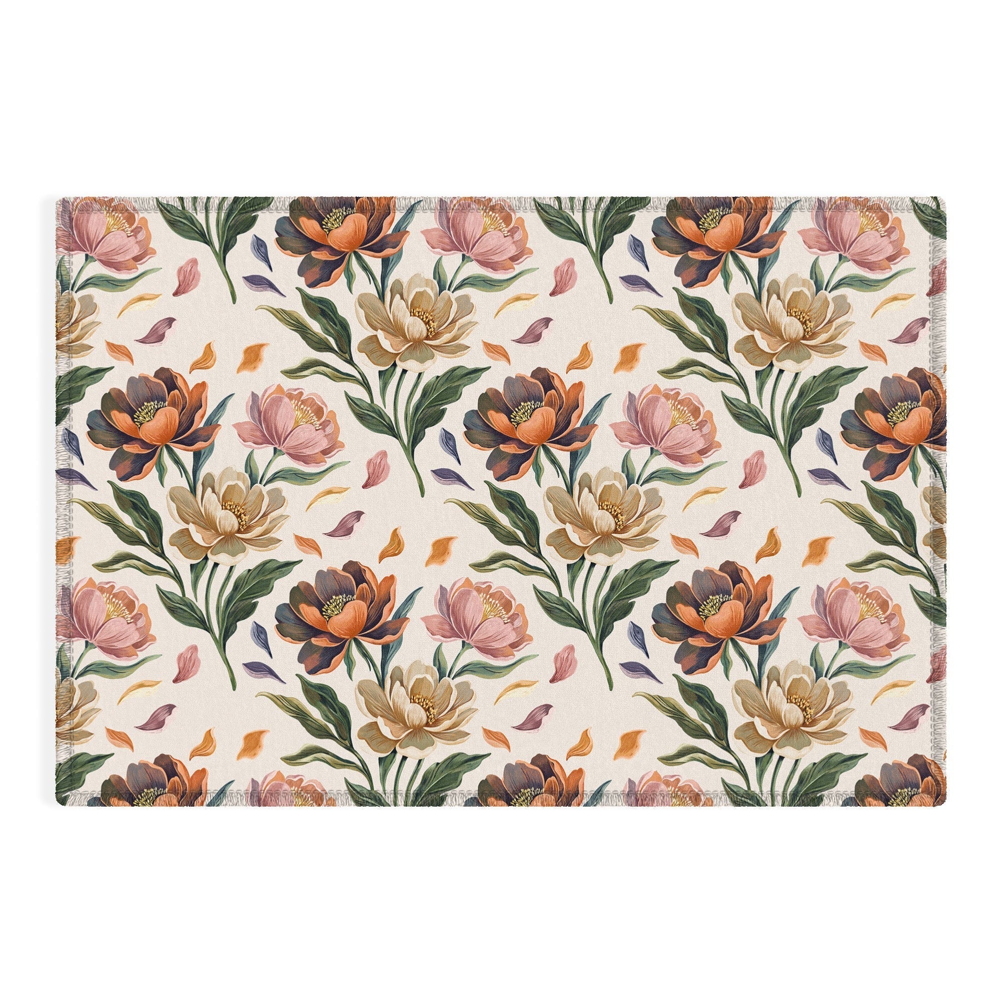 Marta Barragan Camarasa Hand Painted Peony Florals Outdoor Rug
