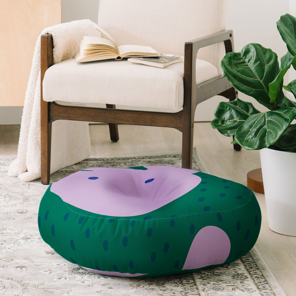 Camilla Foss Pebbles and Rabbit Floor Pillow Round