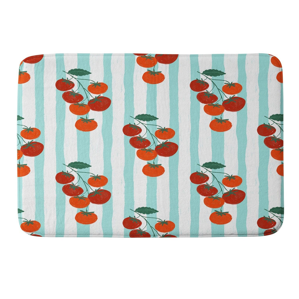 Design by Spark Zesty Tomatoes and Stripes Memory Foam Bath Mat