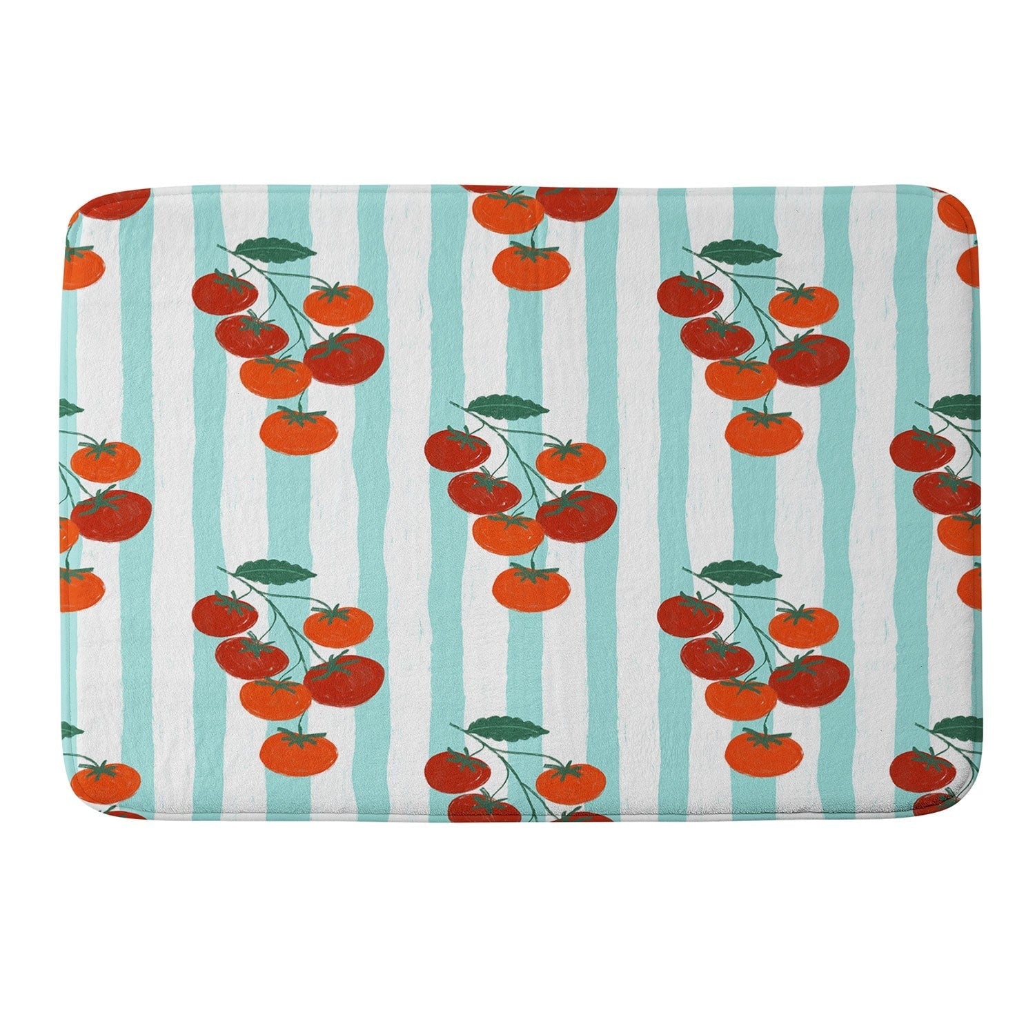 Design by Spark Zesty Tomatoes and Stripes Memory Foam Bath Mat