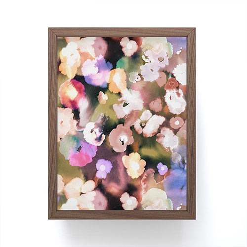 Ninola Design Botanic Retreat Ombre Abstract Watercolor Flowers Pink gold Framed Mini Art Print