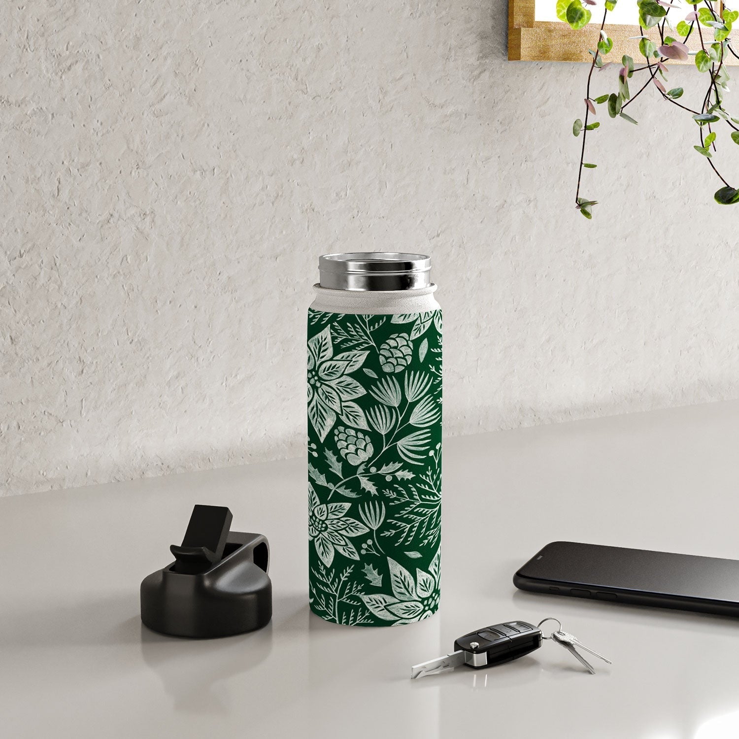 Pimlada Phuapradit Christmas Poinsettia Water Bottle