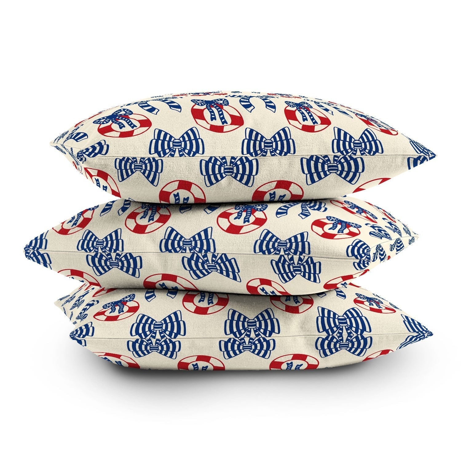 Design by Spark Nautical Christmas Bows Outdoor Throw Pillow