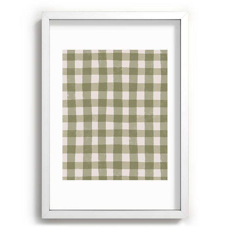 Menina Lisboa Rustic Green Plaid Recessed Framing Rectangle