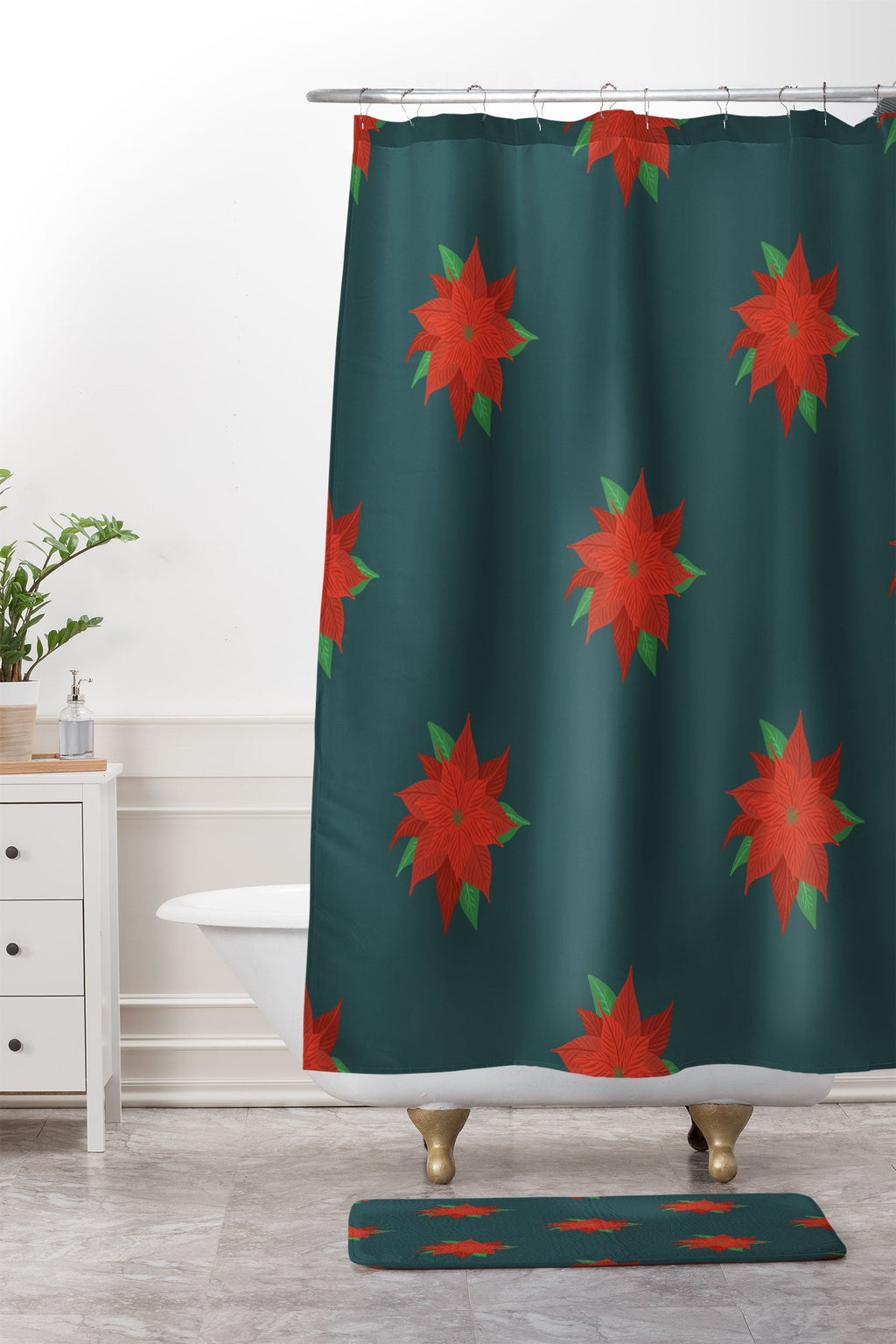 Design by Spark Poinsettia Florals Memory Foam Bath Mat