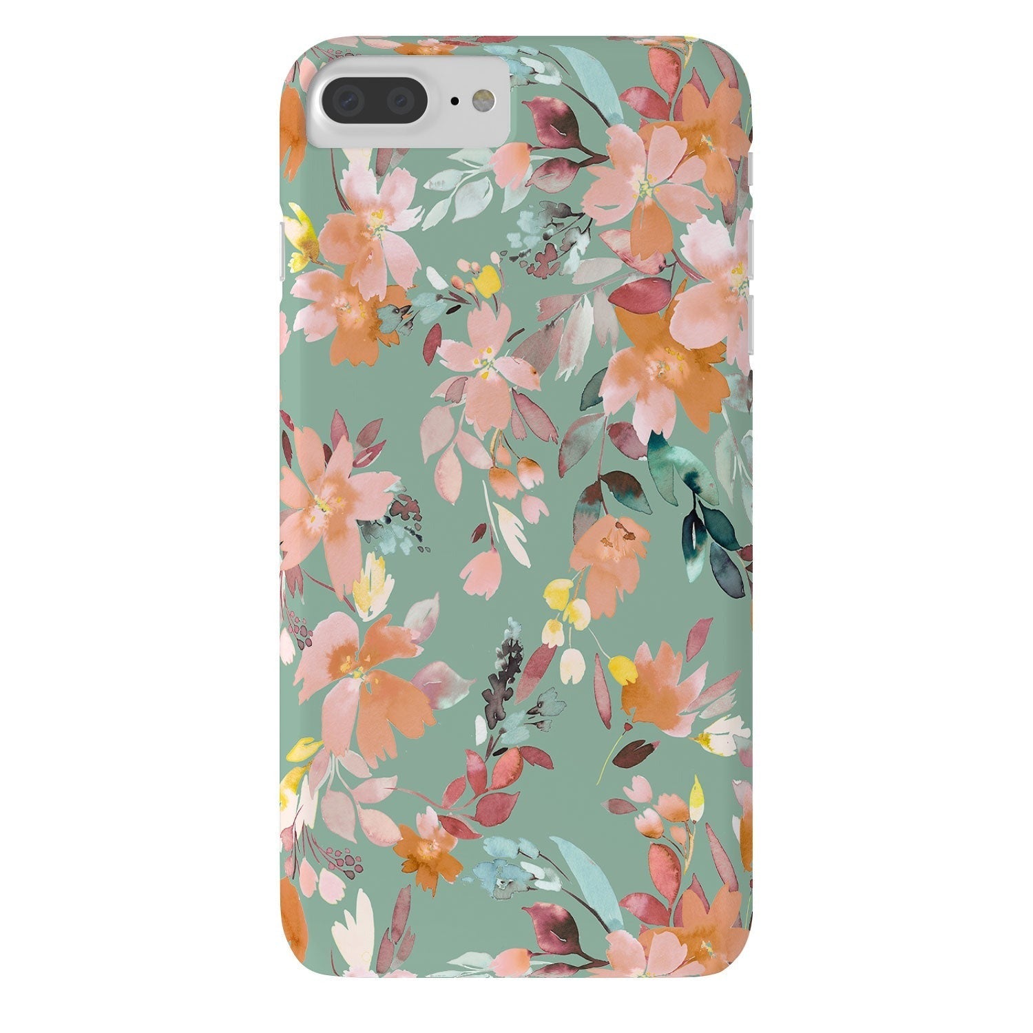 Ninola Design Botanic Retreat Floral Oleander Whimsical Teal Green Phone Case