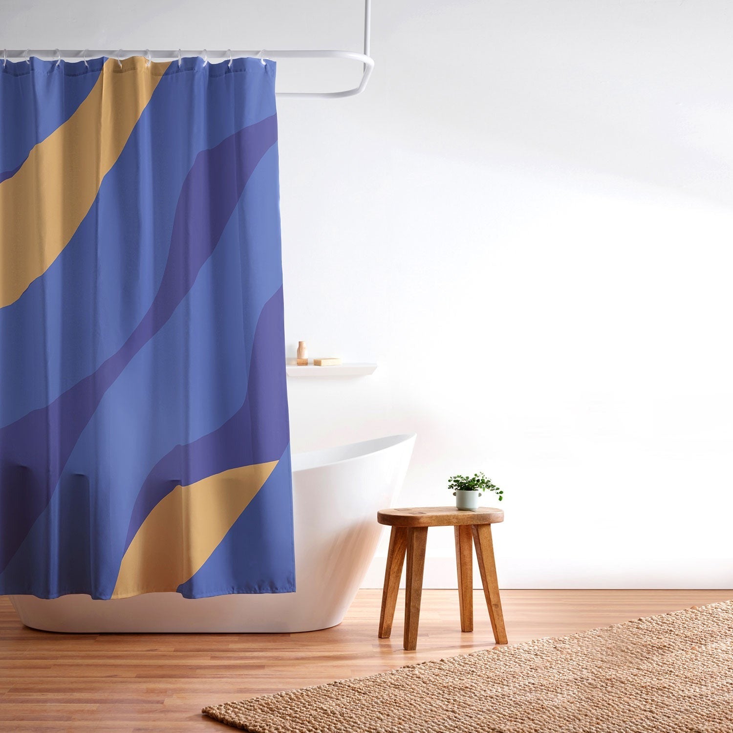 Camilla Foss Pebbles in Stream Shower Curtain