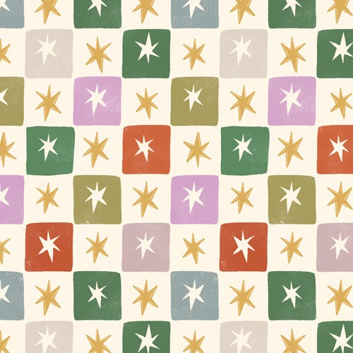 LouBruzzoni Retro Star Block Pattern Wall Mural