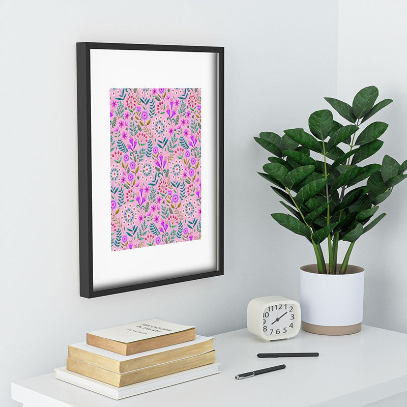 Pimlada Phuapradit Ditsy Purple Floral Half Drop Recessed Framing Rectangle