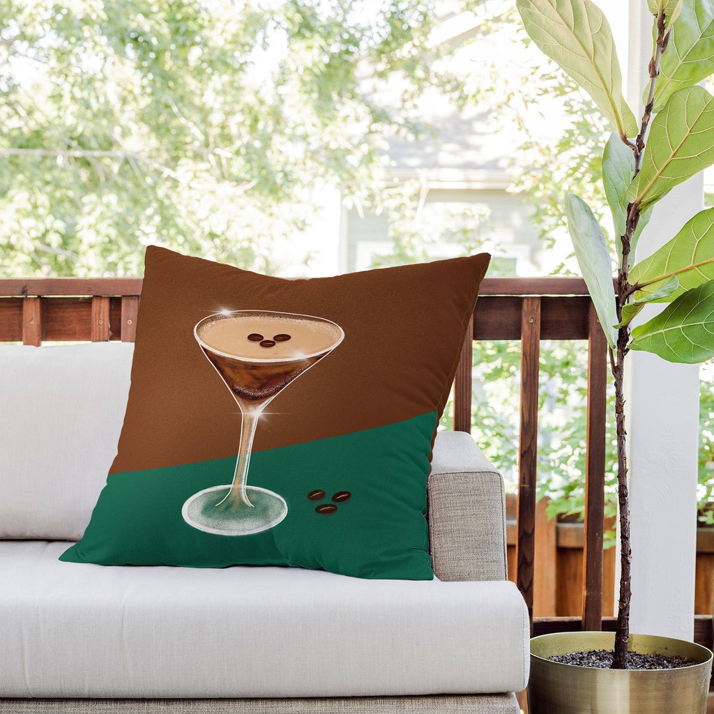 Design by Spark Expresso Martini Coffee Beans Outdoor Throw Pillow