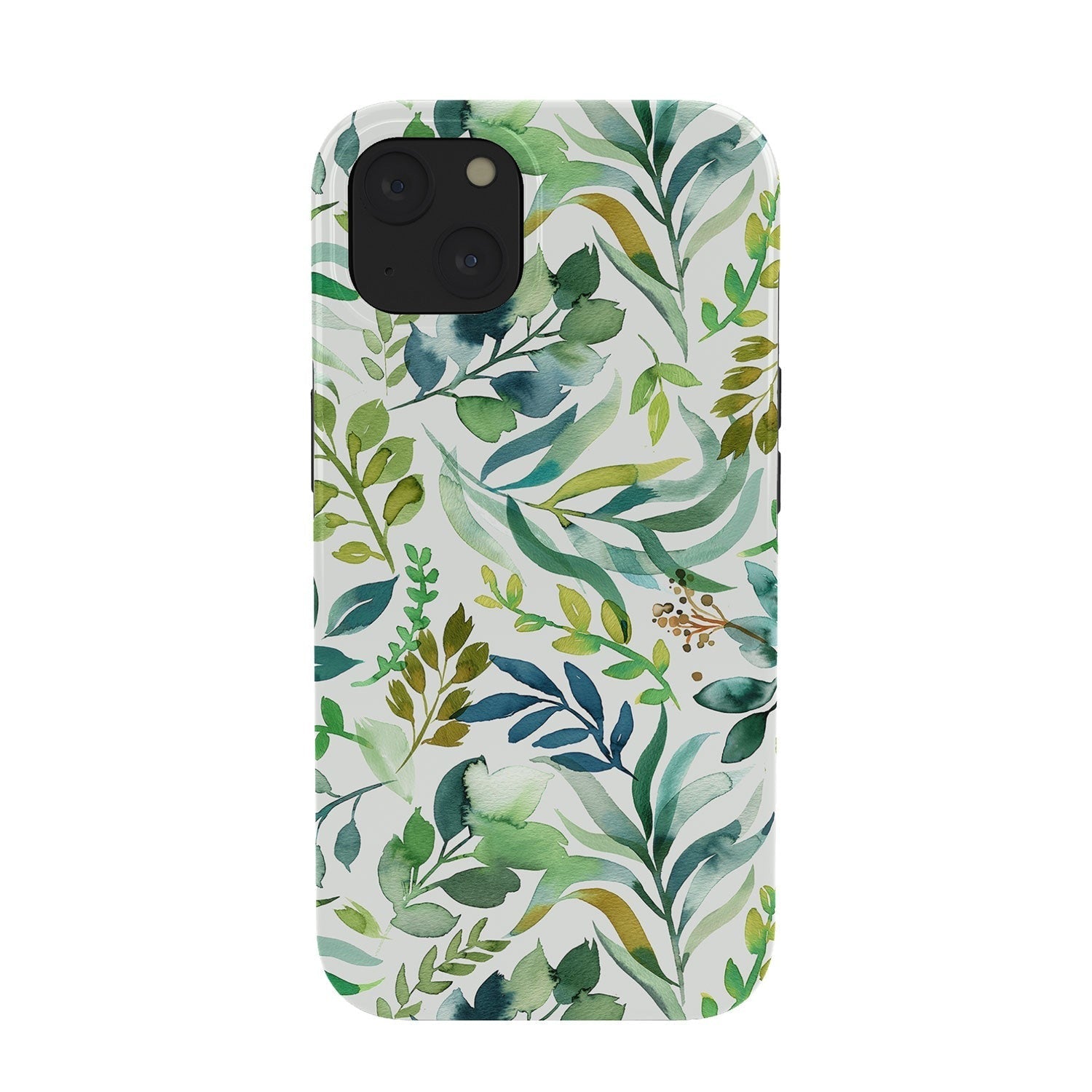 Ninola Design Botanic Retreat Loose Botanical Leaves Watercolor Green Phone Case