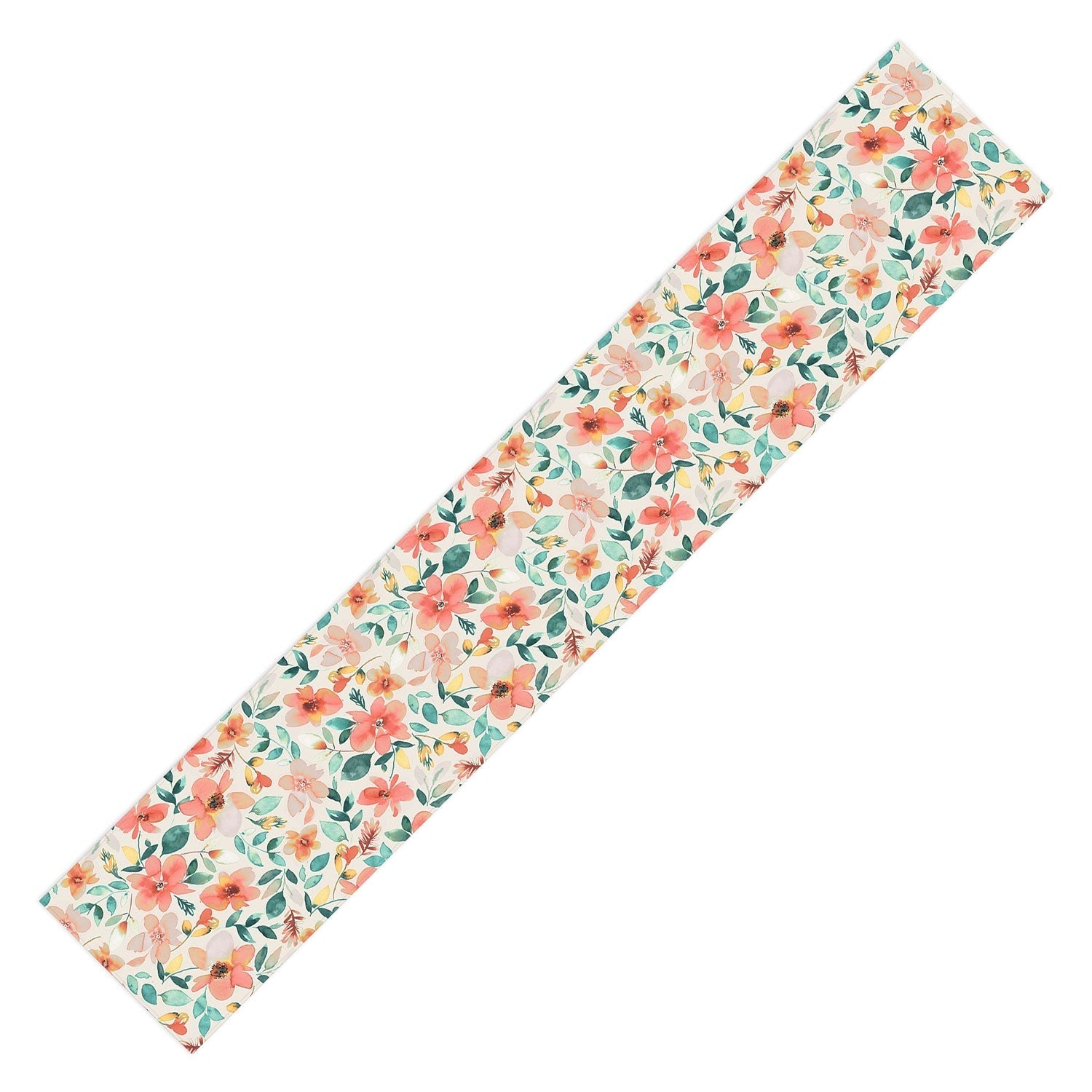 Ninola Design Botanic Retreat Tropical Whimsical Flowers Coral Green Table Runner