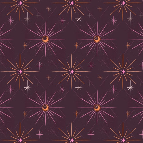 Little Om Pattern Little Moon plum Shower Curtain