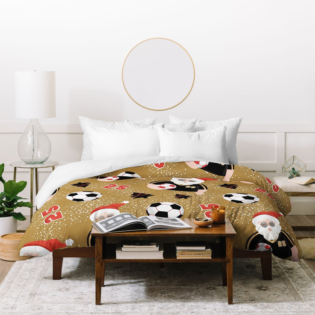 Design by Spark Sporty Soccer Santa Holiday Duvet Cover