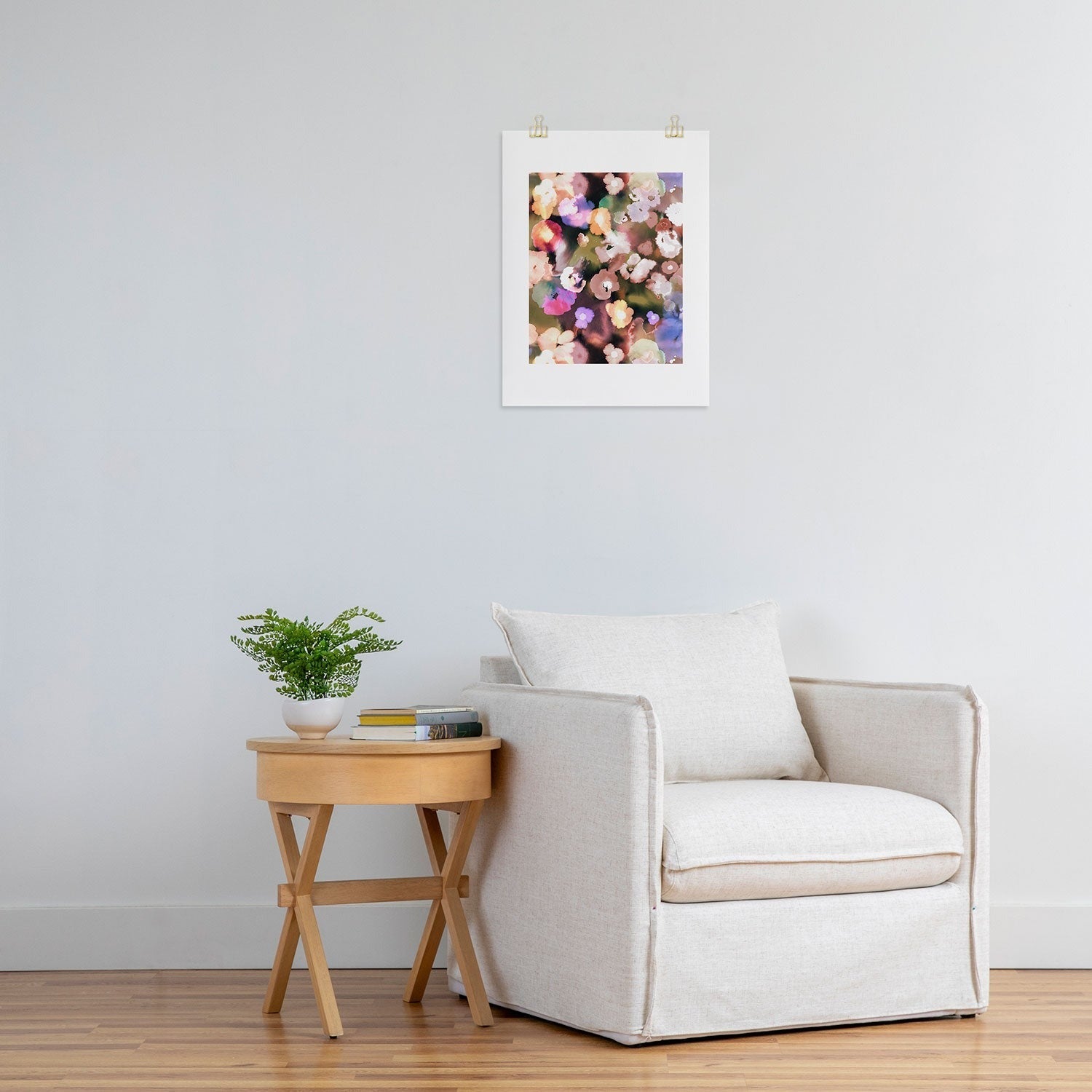 Ninola Design Botanic Retreat Ombre Abstract Watercolor Flowers Pink gold Art Print