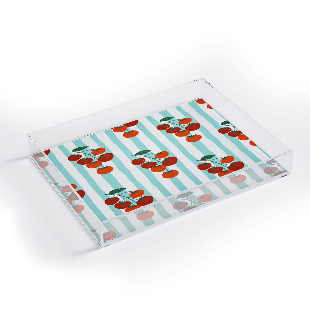 Design by Spark Zesty Tomatoes and Stripes Acrylic Tray