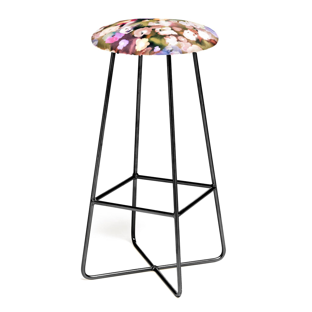 Ninola Design Botanic Retreat Ombre Abstract Watercolor Flowers Pink gold Bar Stool