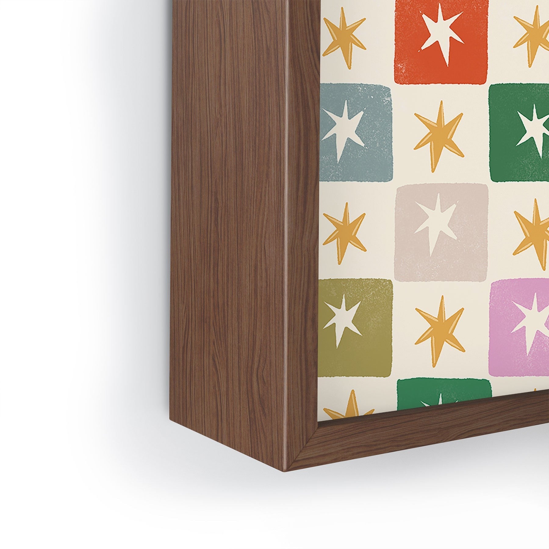LouBruzzoni Retro Star Block Pattern Framed Mini Art Print