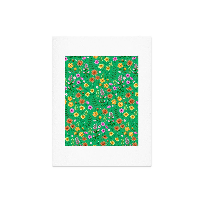 Pimlada Phuapradit Ditsy Spring Floral Green Art Print