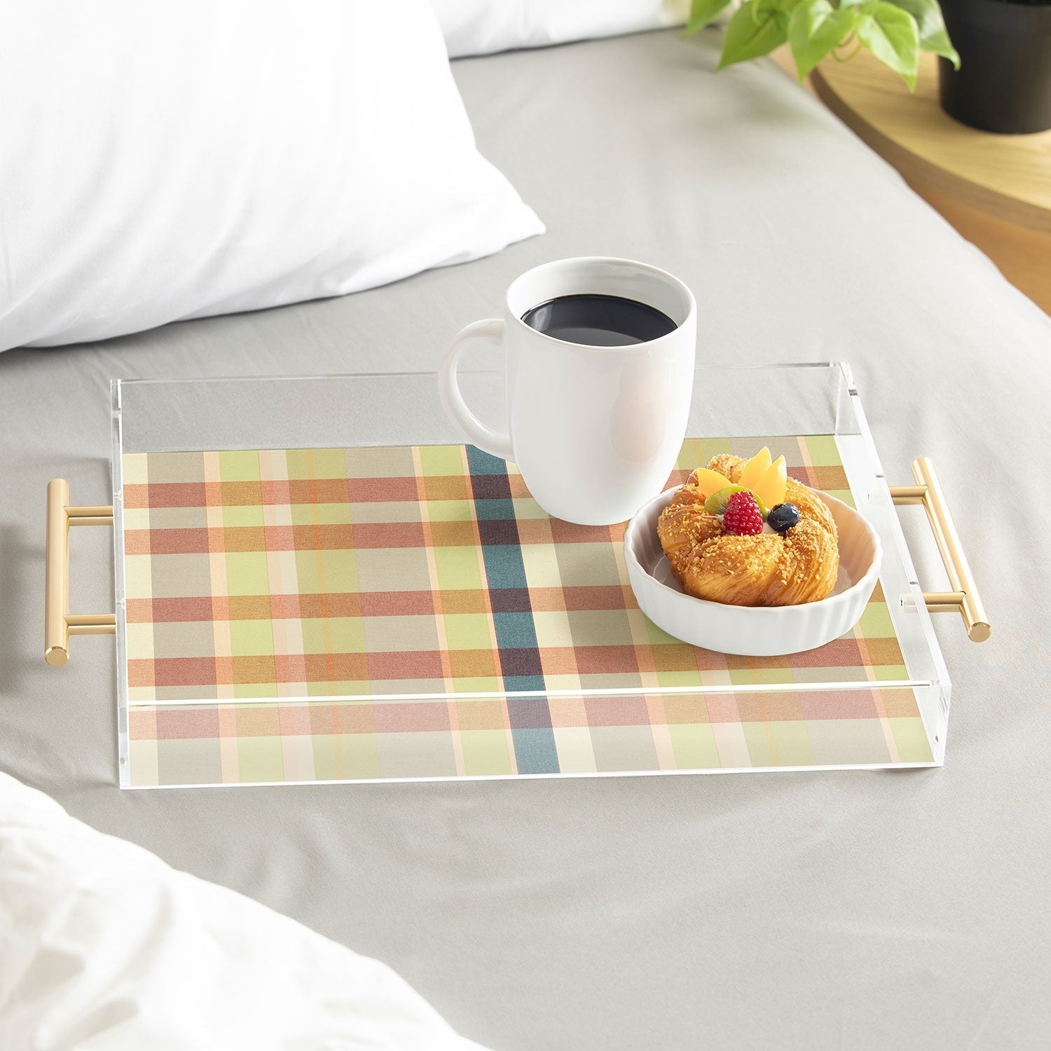 Marta Barragan Camarasa Retro Picnic Plaid Warm Tones Acrylic Tray