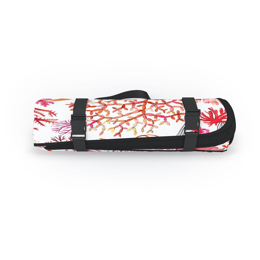 Ninola Design Botanic Retreat Coral Reef Crab Lobster Red Picnic Blanket