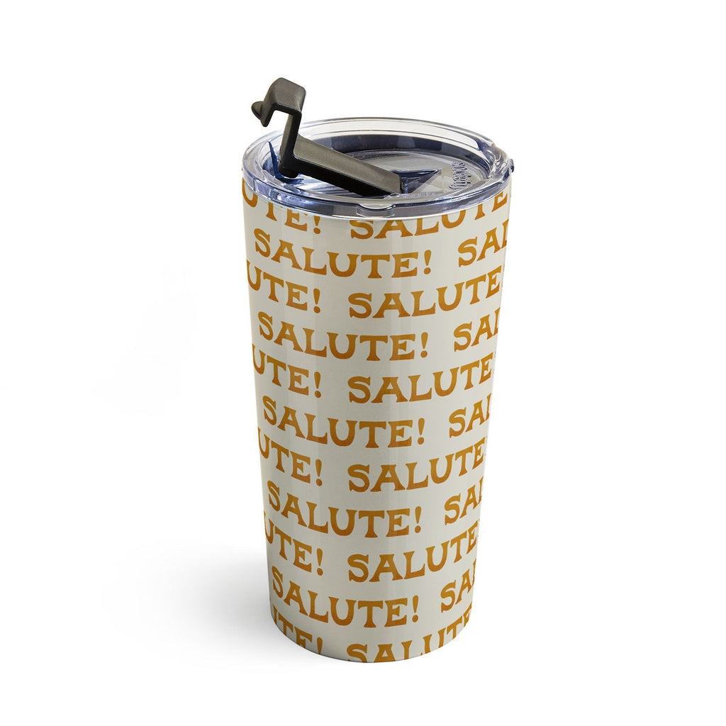 Jessica Molina Salute Gold Pattern on Cream Travel Mug