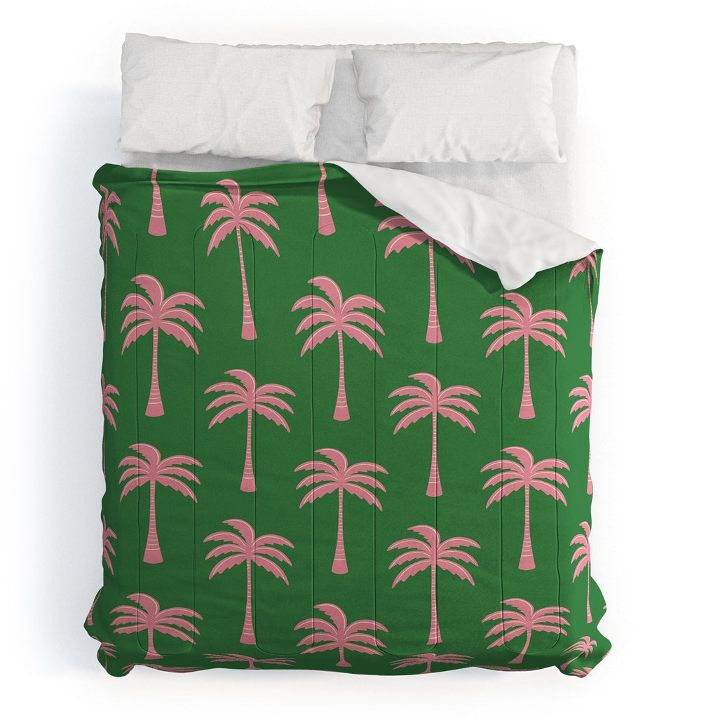 Design by Spark Pink Palm Tree Oasis Comforter