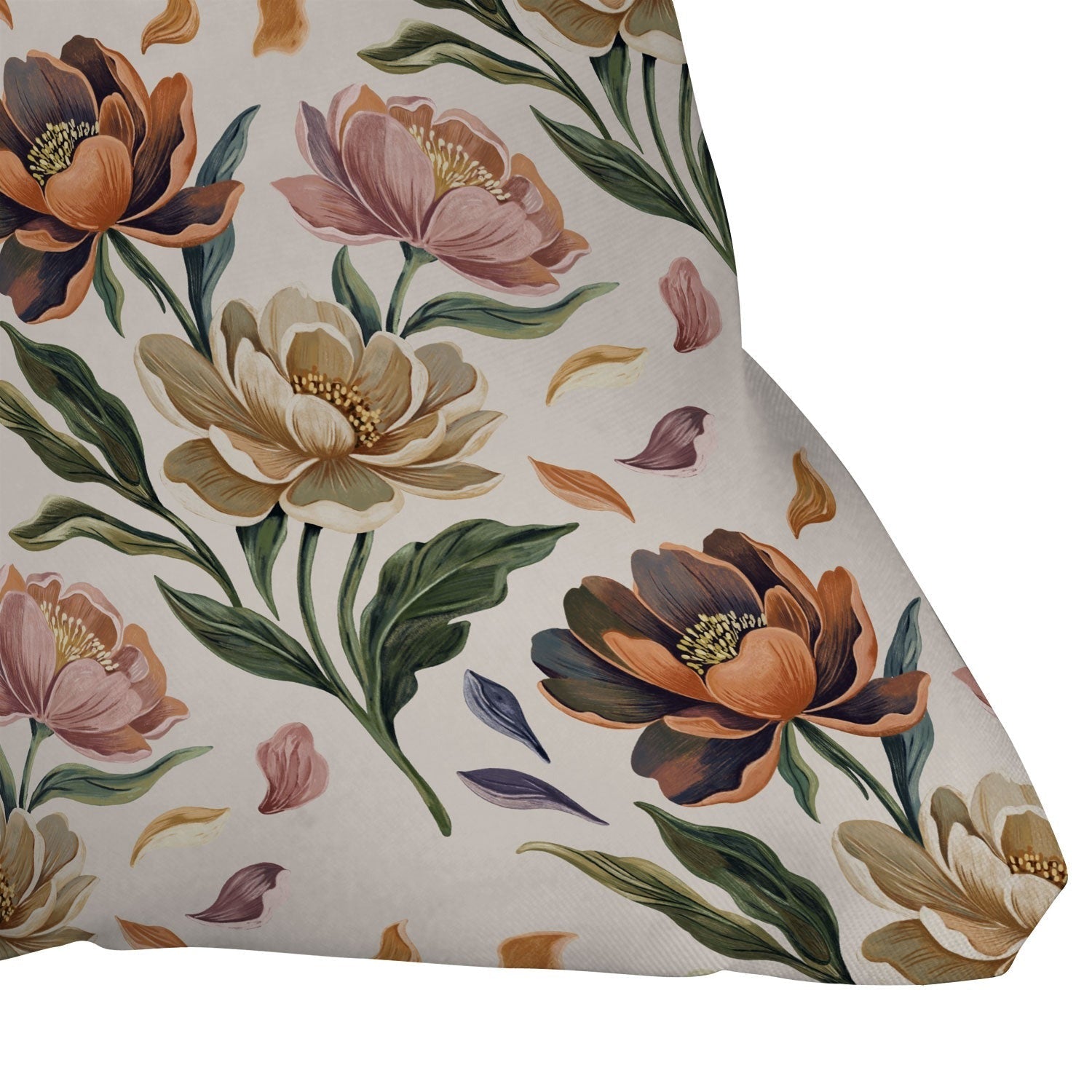 Marta Barragan Camarasa Hand Painted Peony Florals Outdoor Throw Pillow