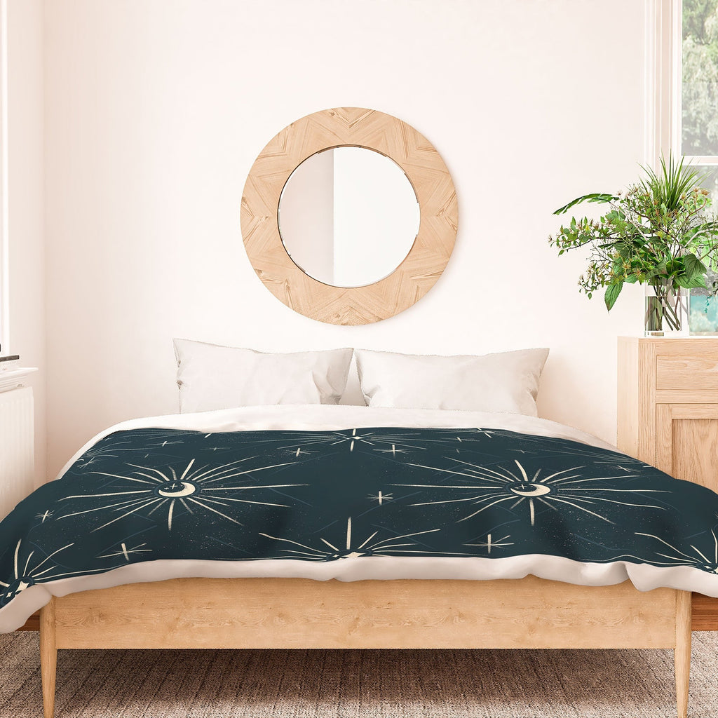 Little Om Pattern Little Moon navy Duvet Cover